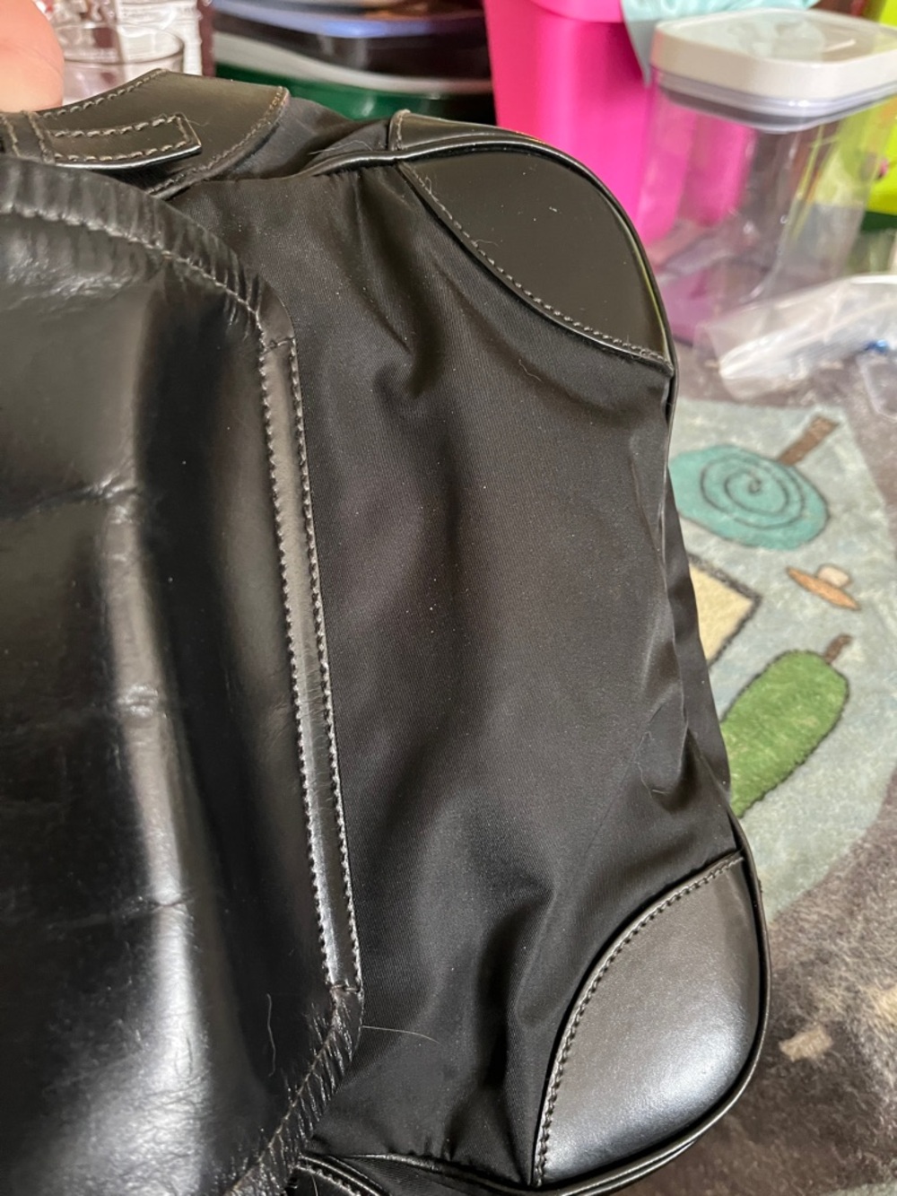 Prada Black Leather & Nylon Buckle Shoulder Bag - Picture 10 of 15